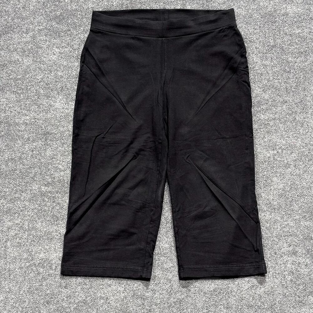 Pure Jill Pants Womens 1X Black Full Leg Cropped Pull On Stretch Jersey Comfort
